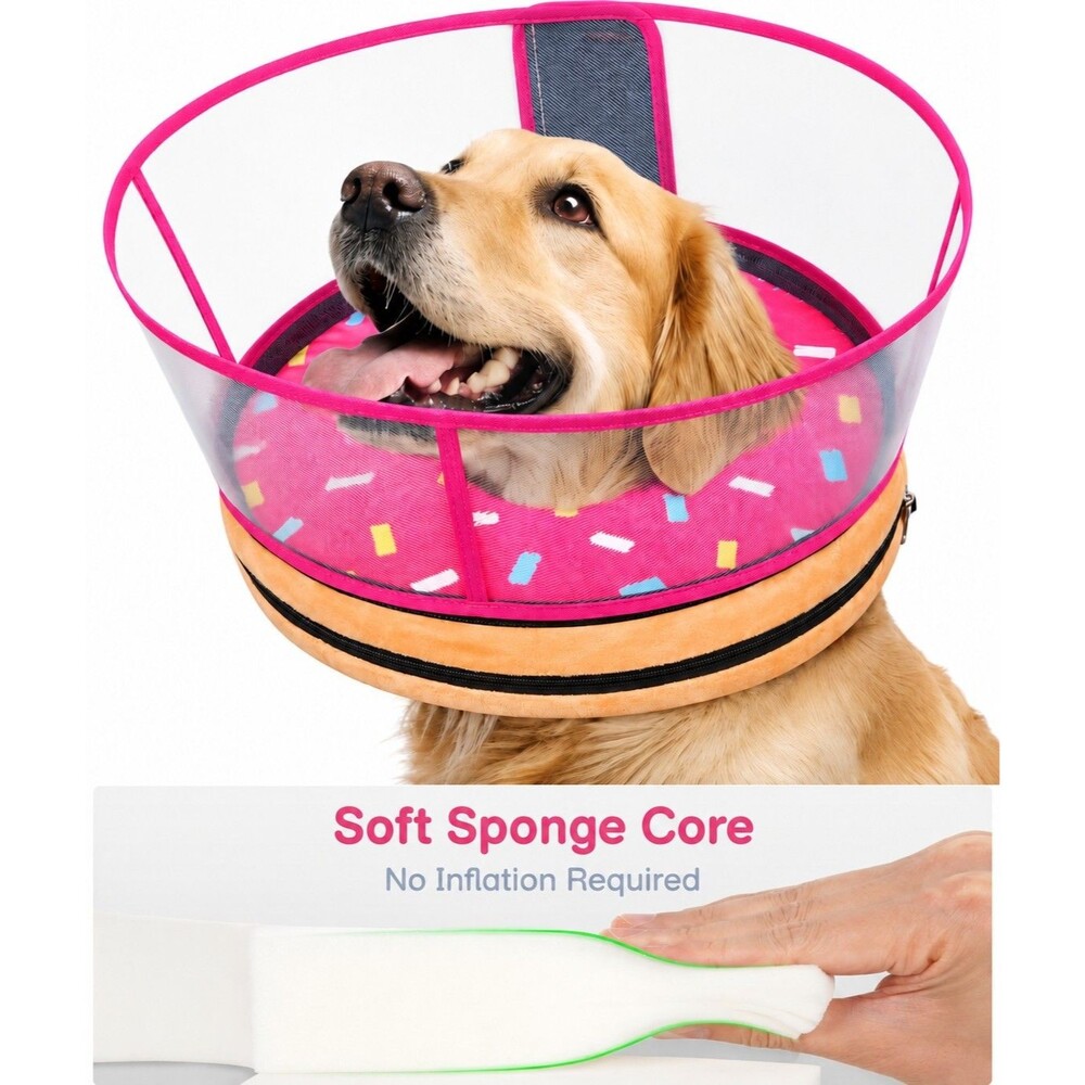 Inflatable Dog Cone Collar with Detachable Sturdy Shield,Soft&Lightweight large